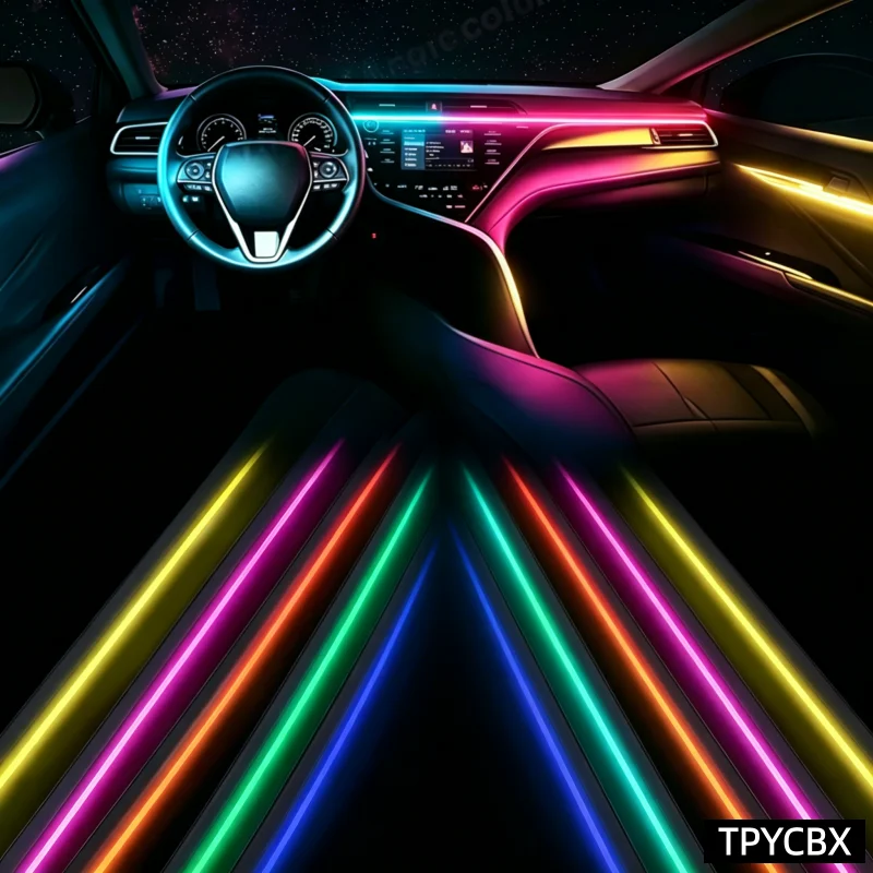 43.31inch LED Strip Car Ambient Lights Accessories single-Color Interior Acrylic Guide Fiber Optic Decorative Lamp Bar Simple