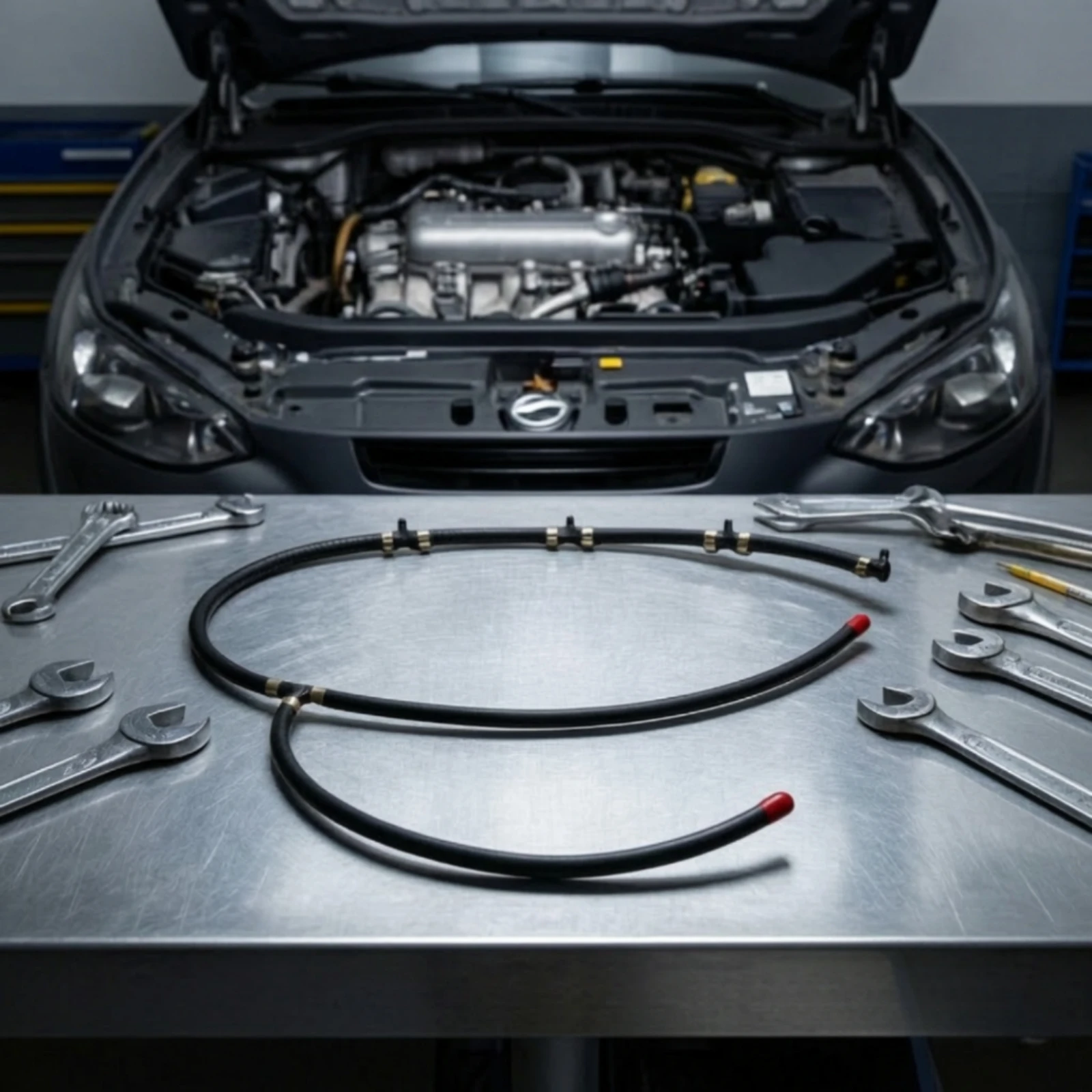 Engine Oil Hose with Clips Molded Hose Assembly Leakunobstructed Rubber for Mechanics, Automotive Maintenance