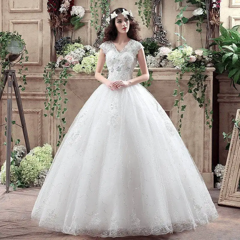 5 estilo foto real 2020 novos chegam princesa moda vestido de casamento romântico rendas coreano plus size vestidos de noiva