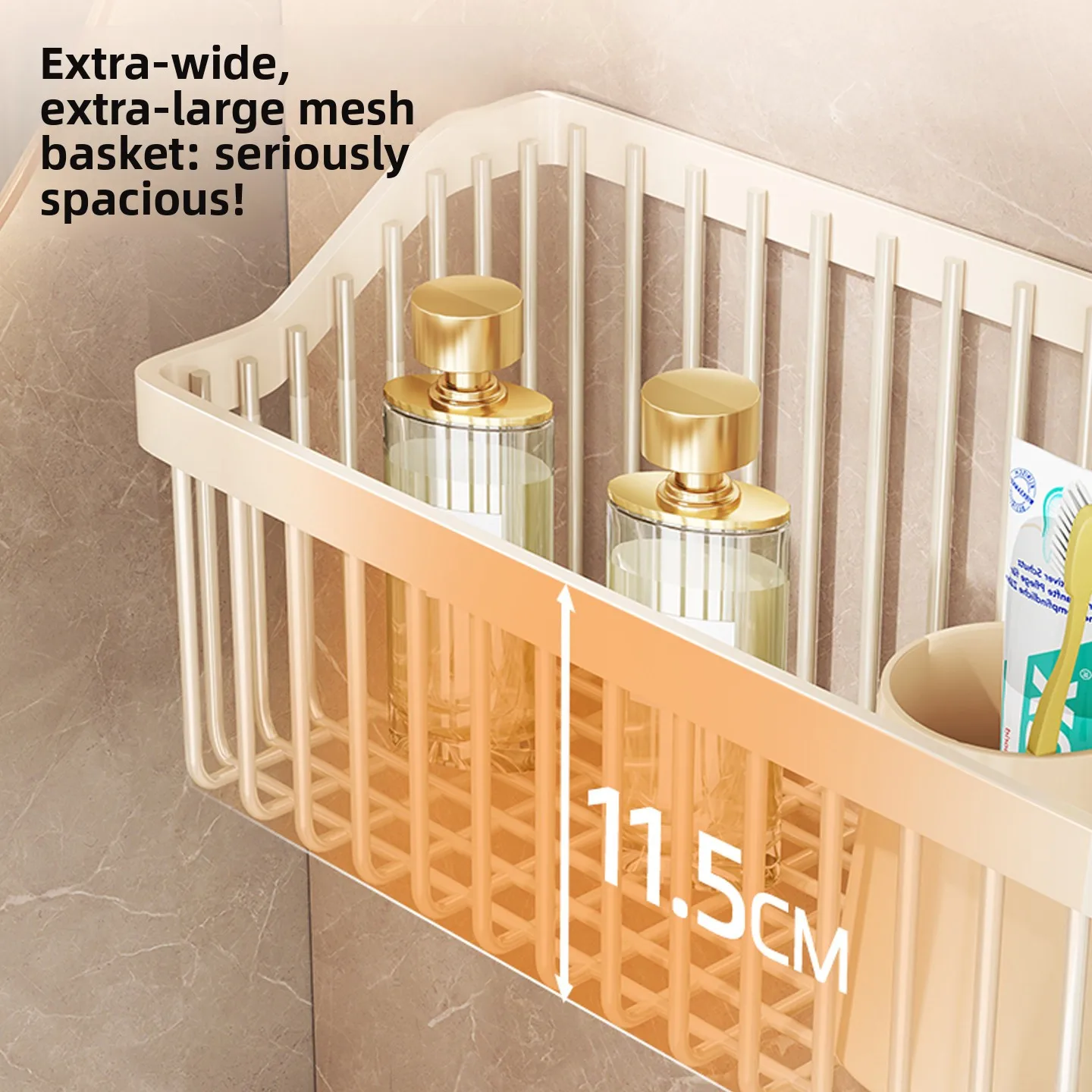 YFY No punching wall rack bathroom hollow drain storage basket countertop dual-purpose bathroom washstand finishing basket