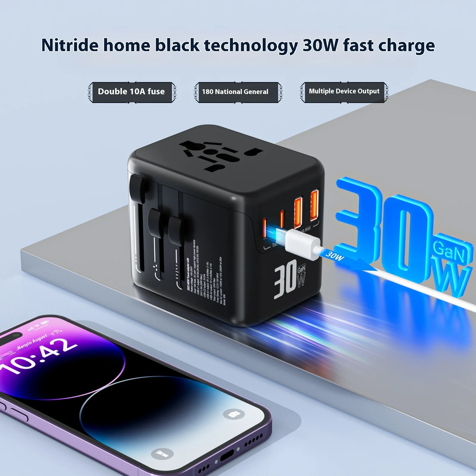 글로벌 유니버설 30W 여행용 플러그 변환기 EU 표준 무선 다기능 ABS 연장 소켓