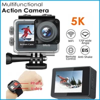 Cámara de acción 5K Cámara WIFI antivibración 1080P Pantalla dual 170 ° Impermeable en casco motocicleta bicicleta cámara deportiva Control remoto