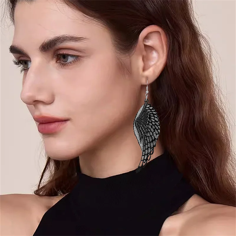 

Black Wings Earrings Hollow Out Scrub Ear Hook Fashion Exquisite Temperament Earrings For Women