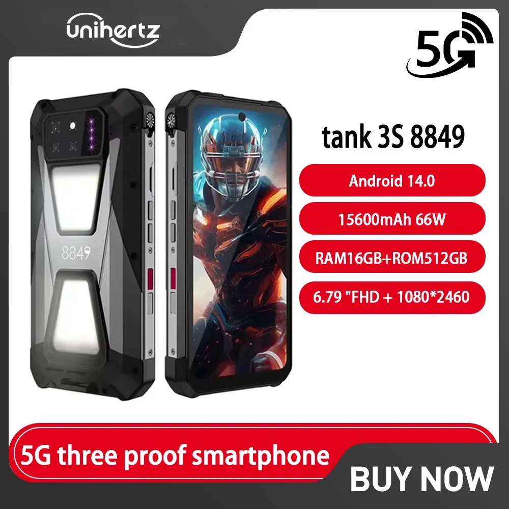 Unihertz Tank 3S 8849 5G Three Proof Smartphone with Projector 32GB+512GB 6.79 