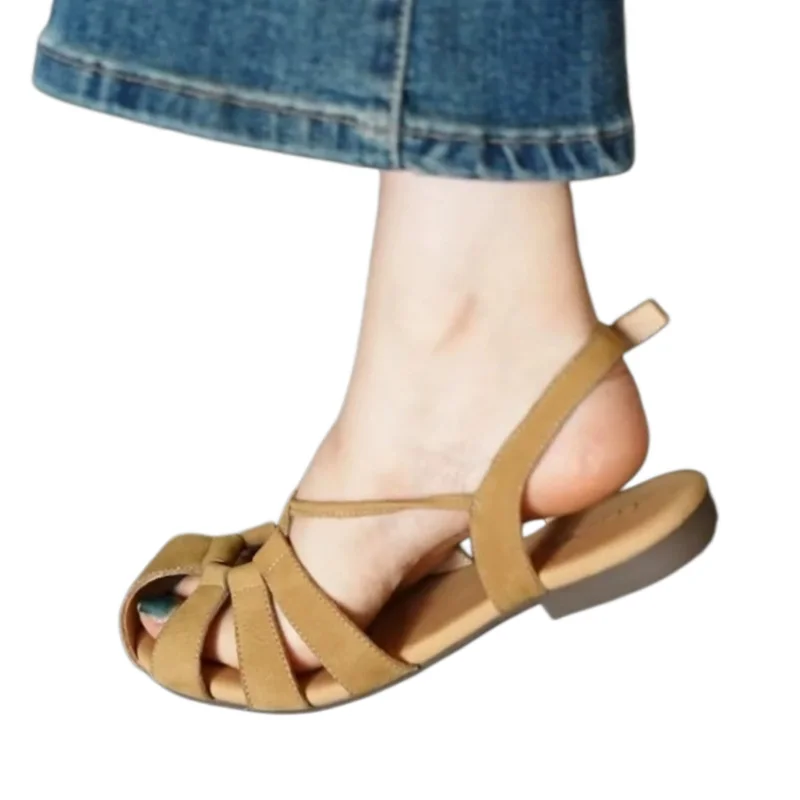 Modische neue elegante, sexy, bequeme Freizeit-Arbeitssandalen – Sommer-Bestseller mit runder Spitze, atmungsaktivem Mesh und flacher Sohle – Detail 9