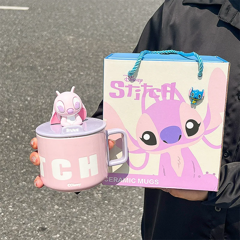 Tasse à café en céramique Disney Stitch pour couple, tasse à eau mignonne, souvenir de grande valeur, cadeaux d'anniversaire, CAN o & Stitch