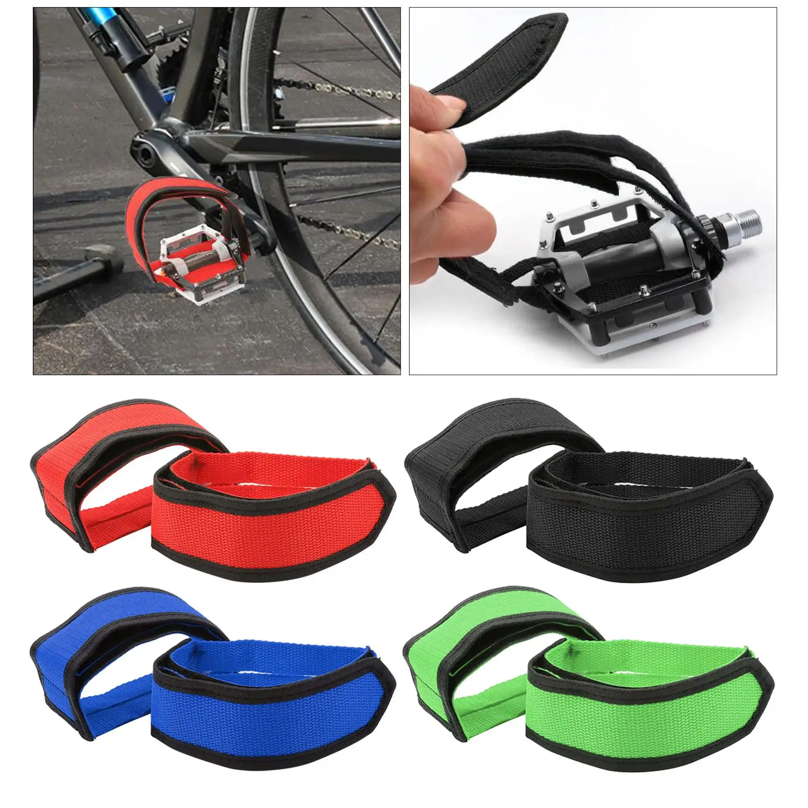 3-4pack Pedal Strap Adjustable Adhesive Toe Clips for Mountain Bike Adults Red