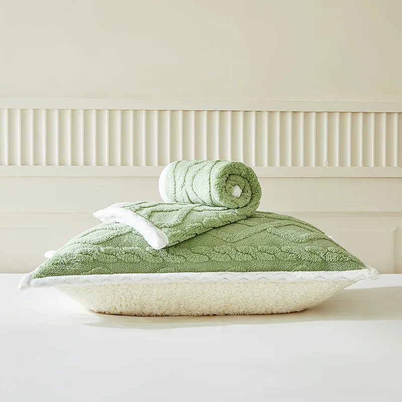 

Thick Fleece Pillowcase Soft Cotton Cover for Bed Sleeping Decor Pillow Protector Cozy Home Textile Single Double Throw Cases