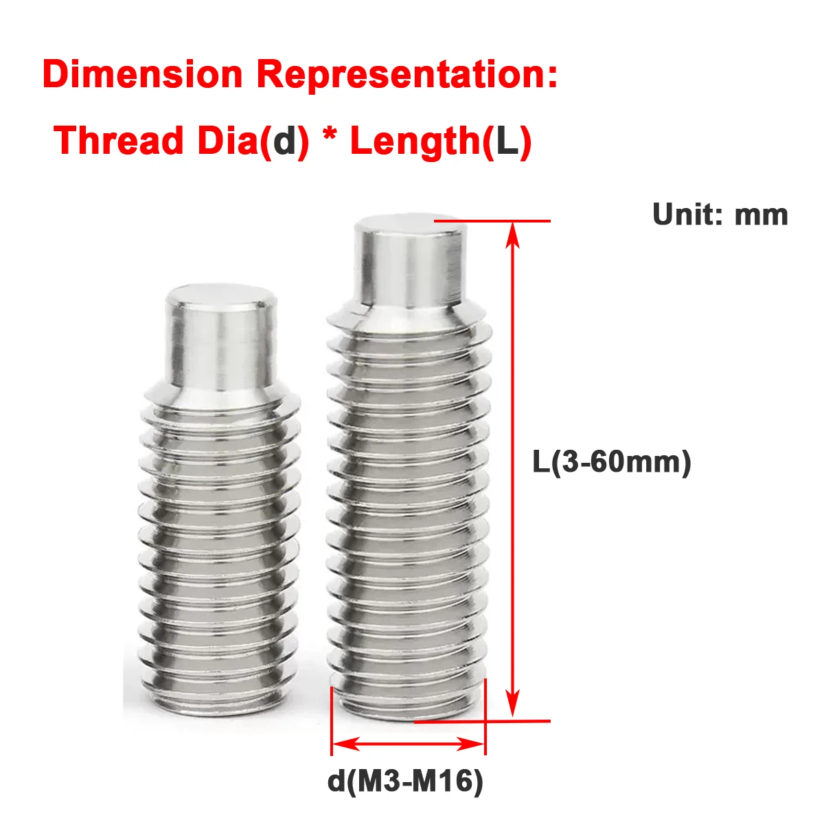 M3M4M5M6M8 304 Stainless Steel Raised Head Hex Socket Set Screw for Mechanical Fastening Positioning