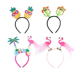 1pc Hawaiian Party Headbands Set includes Palm Tree Head wear Flamingo Party Glitter Head Accessories Pineapple Party Headband