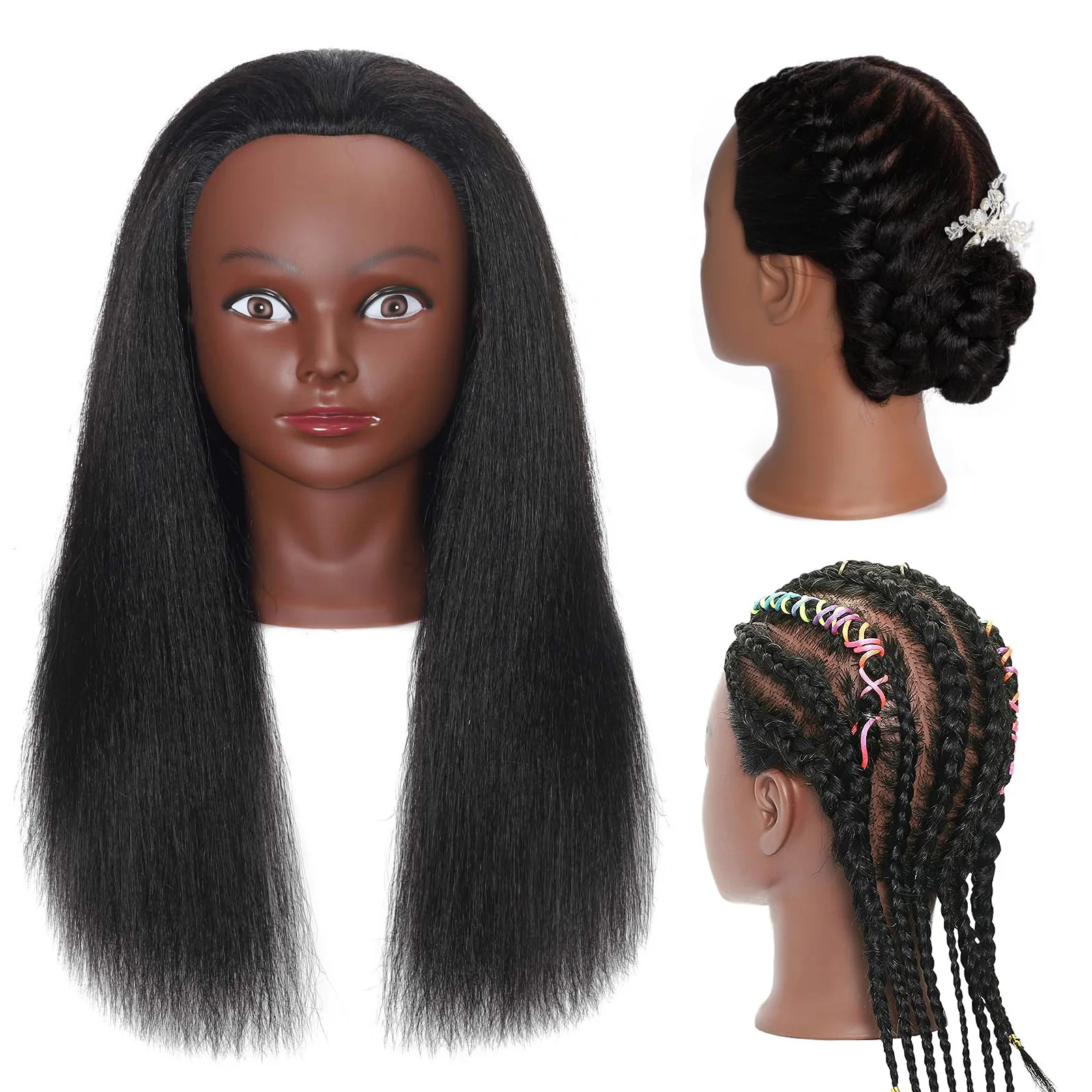 

Mannequin Head Human Hair Manikin Head with 100% Human Hair Cosmetology Doll Head for Hairdresser Practice Braiding