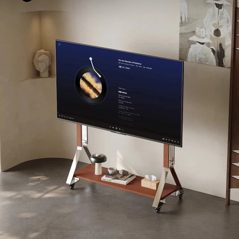 

Напольная подставка под телевизор в стиле ретро с колесиками для гостиной, мобильный шкаф под телевизор из нержавеющей стали для хранения и организации вещей