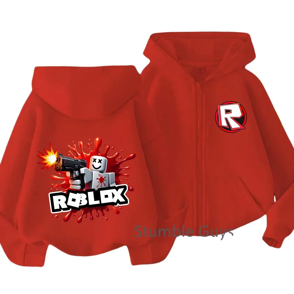 Crianças Roblox Casual Zipper Hoodie Primavera Trendy Jogo Gráfico Anime Meninos Roupas Meninas Moda Roupa