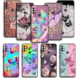 Case For Motorola G200 G60 G50 G31 G30 G22 G9 G8 Power Lite Plus Edge 20Lite 30 One Fusion Bling Aesthetic Butterfly Rose Art