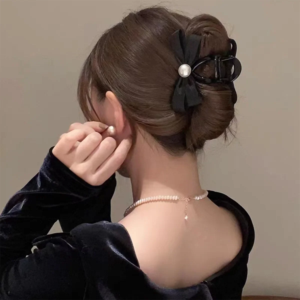Satin Bow Hair Claw Clip Medium Size For Thick Hair Premium Elegant Strong Grip Non Slip Updo Styler For Women