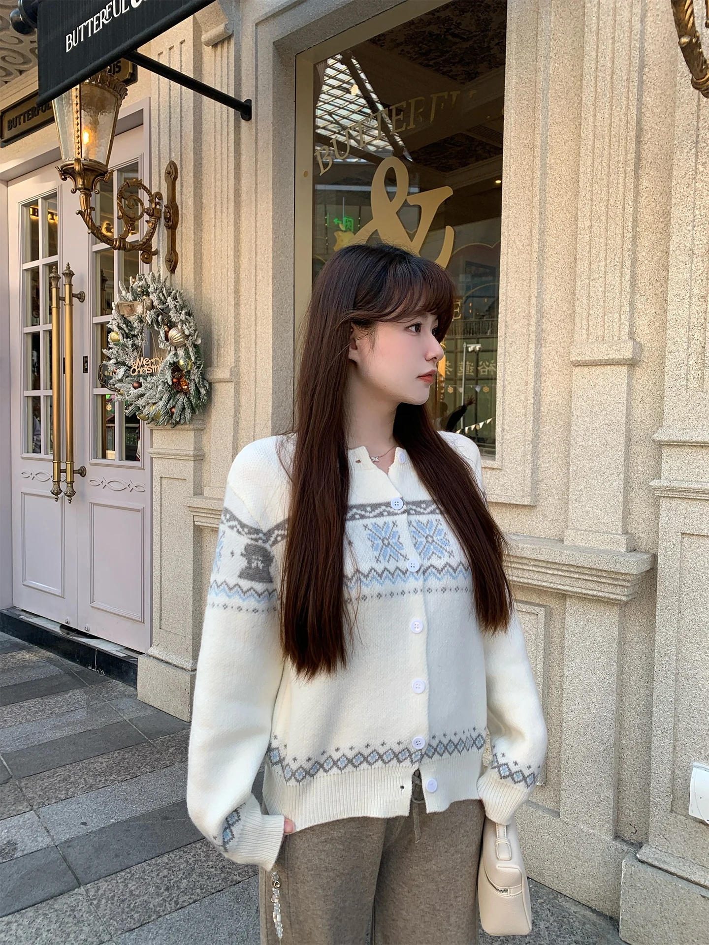 

ne Knitted Open Cardigan round Ne Long Sve Slim Fit Cheered High Quali Luxury Vintage Sle Women's Faion Sprin...