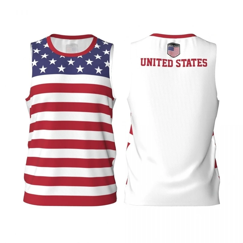 United States Flag Basketball Jersey Fashion Casual 3D National Emblem Printed Sports T Shirt Loose Quick Dry Breathable Tees