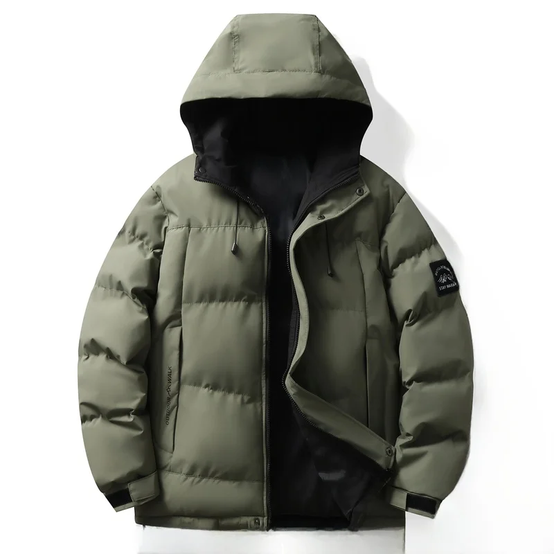 

Men's Winter Thiened Fce Lined Hooded Cotton Jaet Outdoor Warm Faionable Workwear Casual Long Sve Zipper Closure