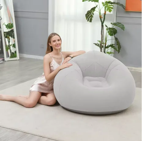 Nflatable Lounger Chair Flocked Air Sofa Bean Bag Portable Inflatable Sofa for Living Room Bedroom Outdoor Travel view 2