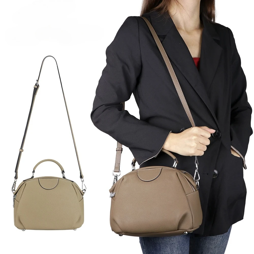 

Solid Color Genuine Leather Handbag Ror Women Fashion Retro Casual Shoulder Crossbody Bag Large Capacity Top-Handle Clucth Bags