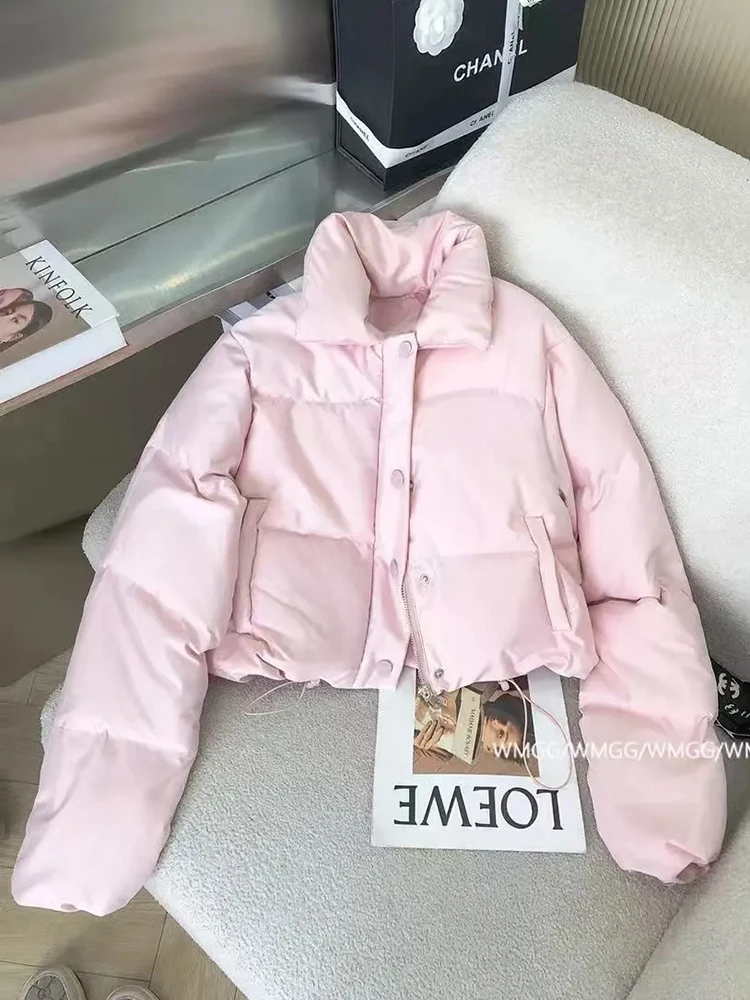 

Zoki корейские розовые парки женские милые повседневные зимние короткие пышные пальто с длинными рукавами модные карманы женские теплые куртки в консервативном стиле