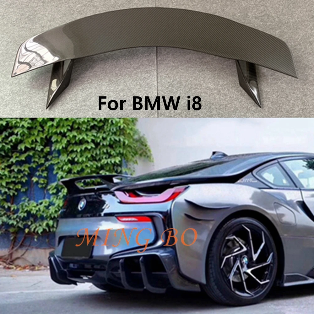 Forged carbon spoiler trunk lip and tail decoration For BMW i8 2014-2019 car styling rear spoiler carbon fiber /