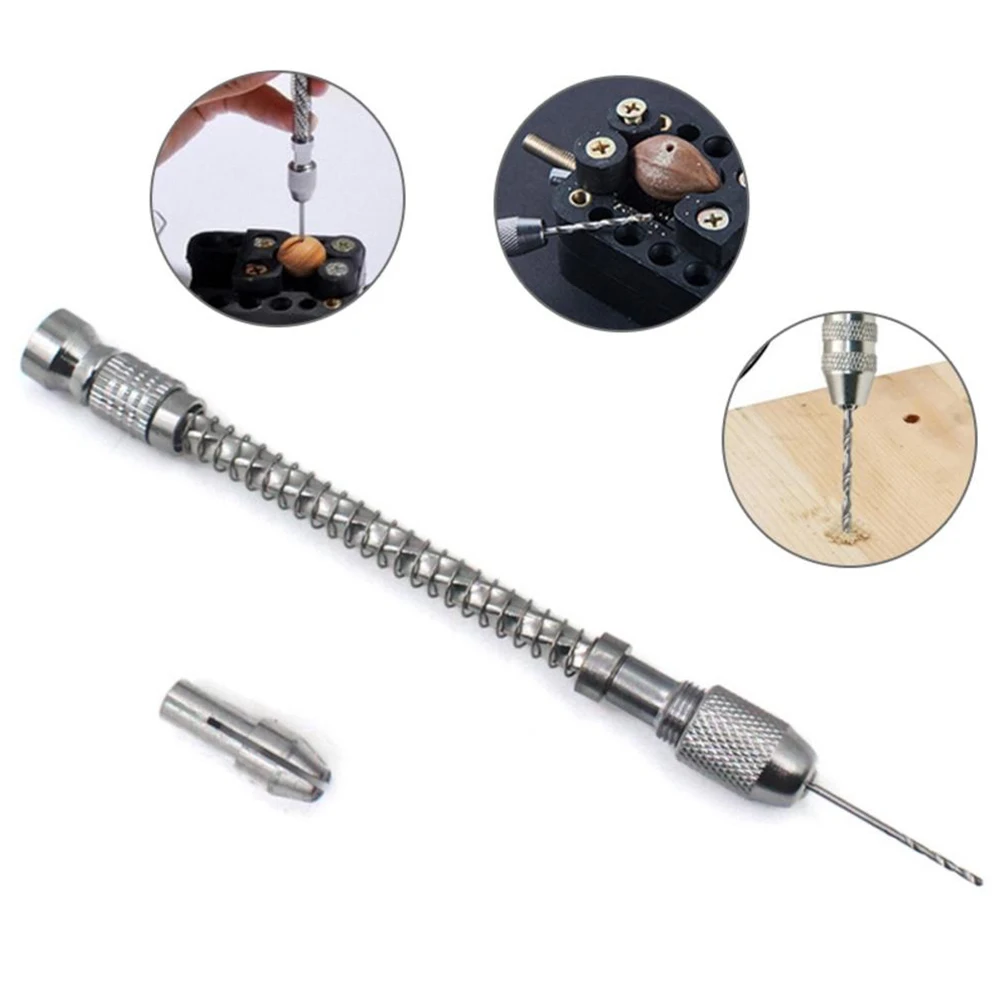 Bit Hand Drill Push Silver Tools Woodworking 0.1-2mm Drill Bit For Carving Mini Multi-Tool Semi-Automatic Alloy