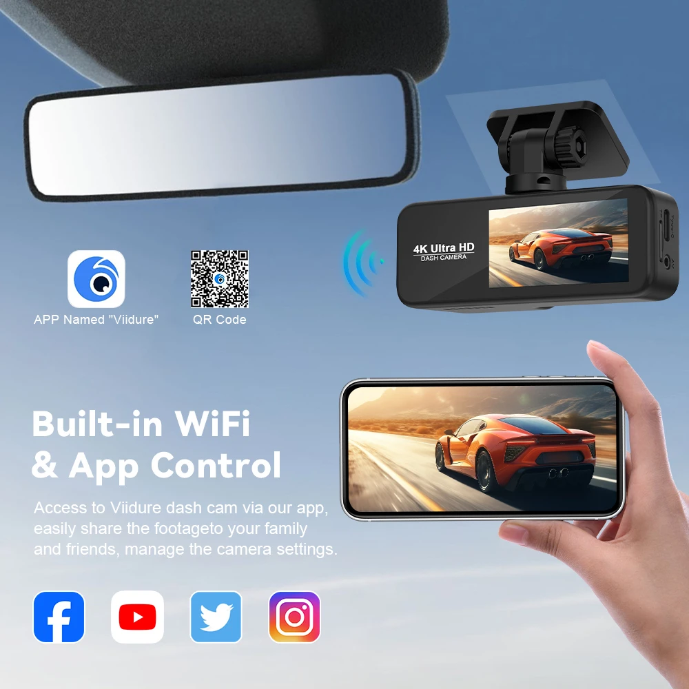 4K WiFi Dash Cam Mini Auto DVR 2160P Vorne und Hinten Dual Objektiv Nachtsicht Video Recorder Auto auto Kamera Unterstützung GPS 24H Parkplatz