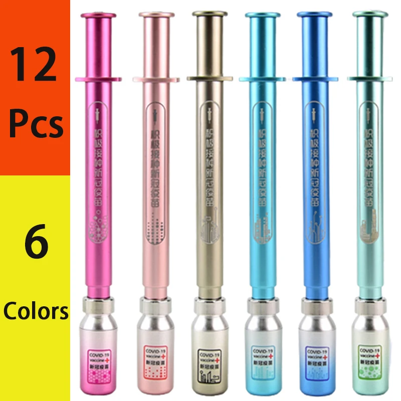 12Pcs Luminous Syringe Pen Multi Color Nurse Pen Fun Nurse Gel Pen Nurses Gifts for Nurse Student School Play Party Supplies