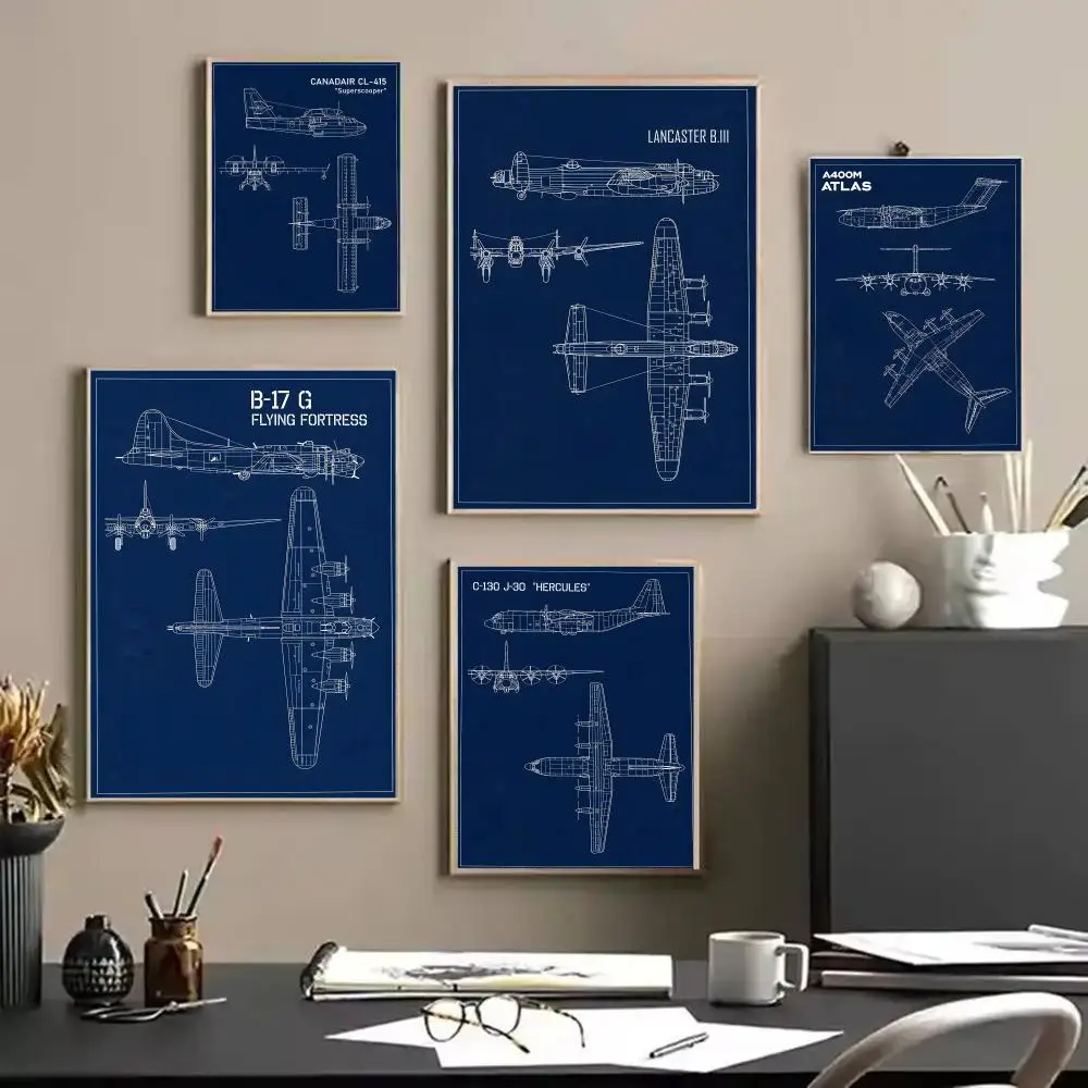 مخططات الطيران اللوحة الخط قماش المواد المشارك جدار يطبع لغرفة المعيشة غرفة نوم مكتب ديكور المنزل