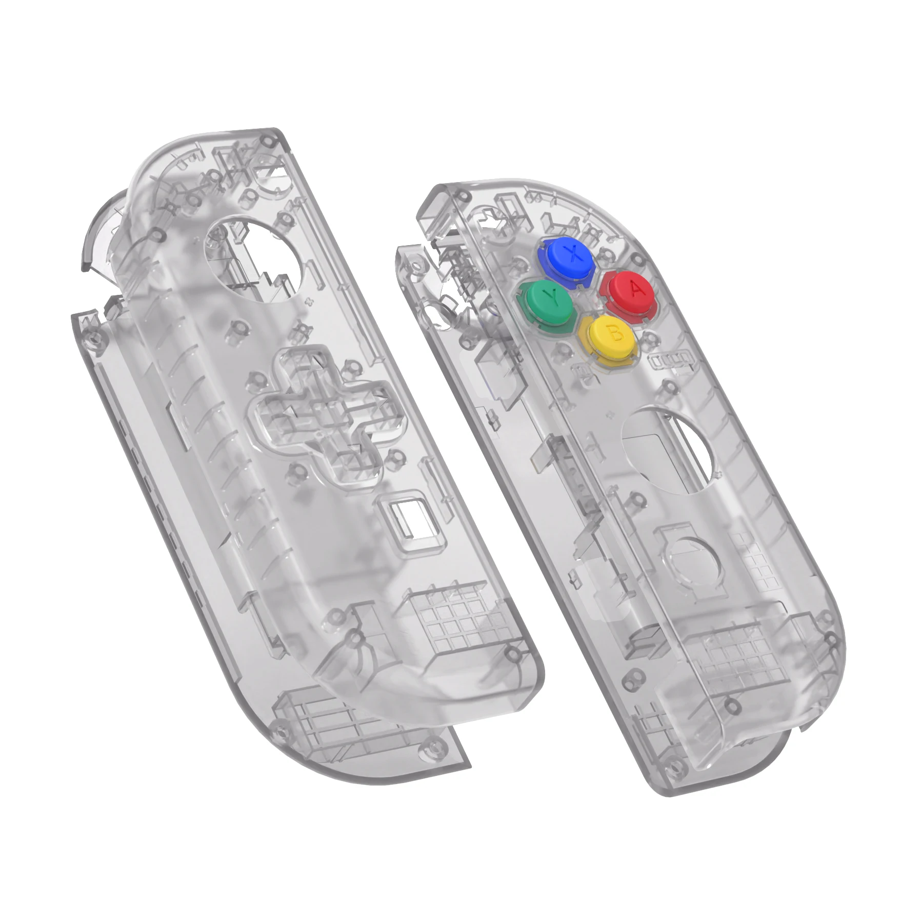 eXtremeRate Switch Gamepad Replacement Case Shell Cover Buttons Set for Nintend Switch NS JoyCon & NS OLED JoyCon - Clear Series