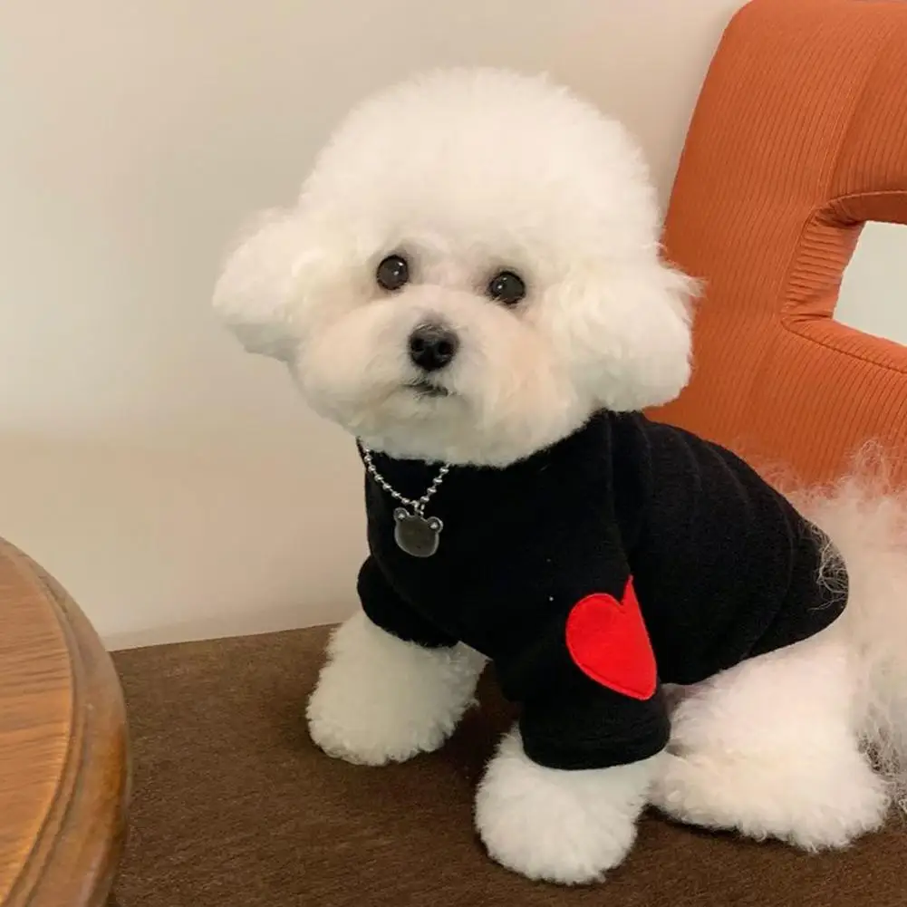 

Soft Pet Sweater Fashionable Love Pattern Pet Pullover Warm Two-legged Dog Shirt Soft Winter Clothing for Small Dogs Cats Pet