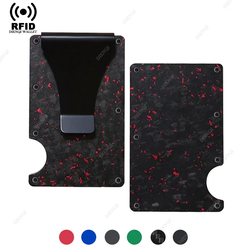 Porta biglietti da visita portatile ultra sottile Porta carte di lusso Porta carte in fibra di carbonio per uomo Donna Clip per carte di grande capacità