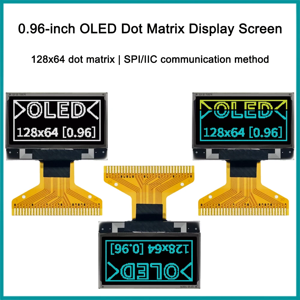 

SLR0.96-C LCD Screen SSD1315 Chip 30 Pin SPI/IIC Communication Interface 128x64 dot matrix High-definition Industrial Display