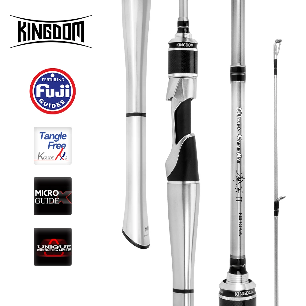 Kingdom Fishing Rod SILVER NEEDLE Ultralight Fast Rod 2 Sections UL L ML M MH Fuji Ring Carbon Fiber Spinning Casting Travel Rod