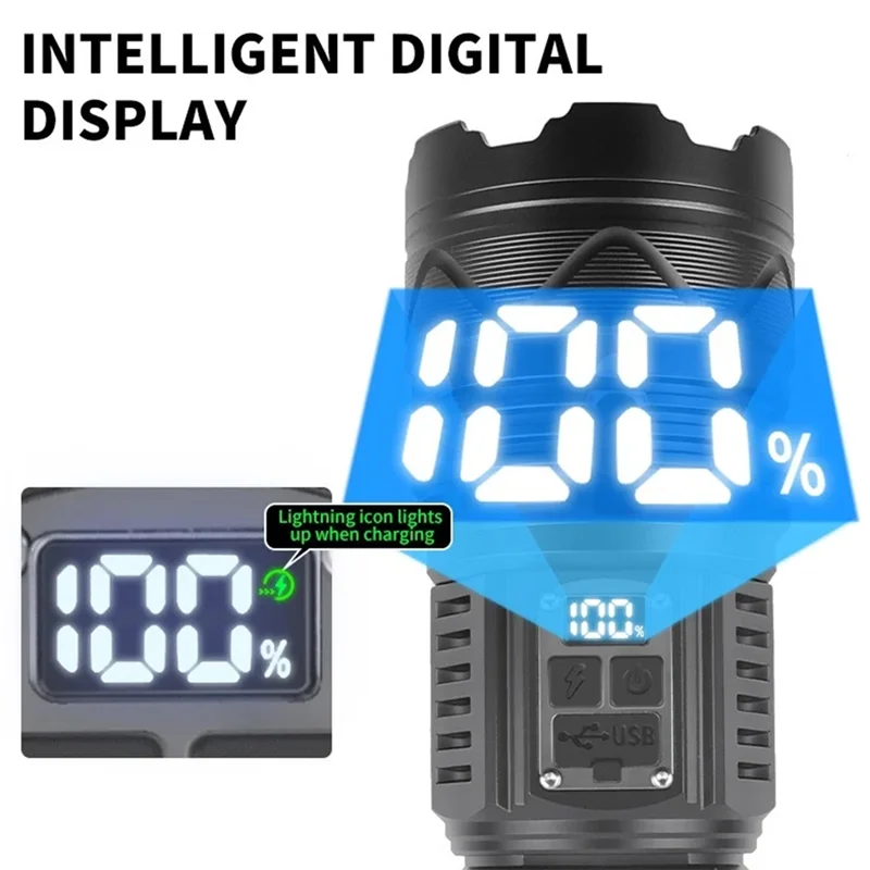 

НОВЫЙ аварийный прожектор 1000LM, светодиодный фонарик высокой мощности, аккумулятор 15000 мАч, 30 Вт, самый мощный фонарь