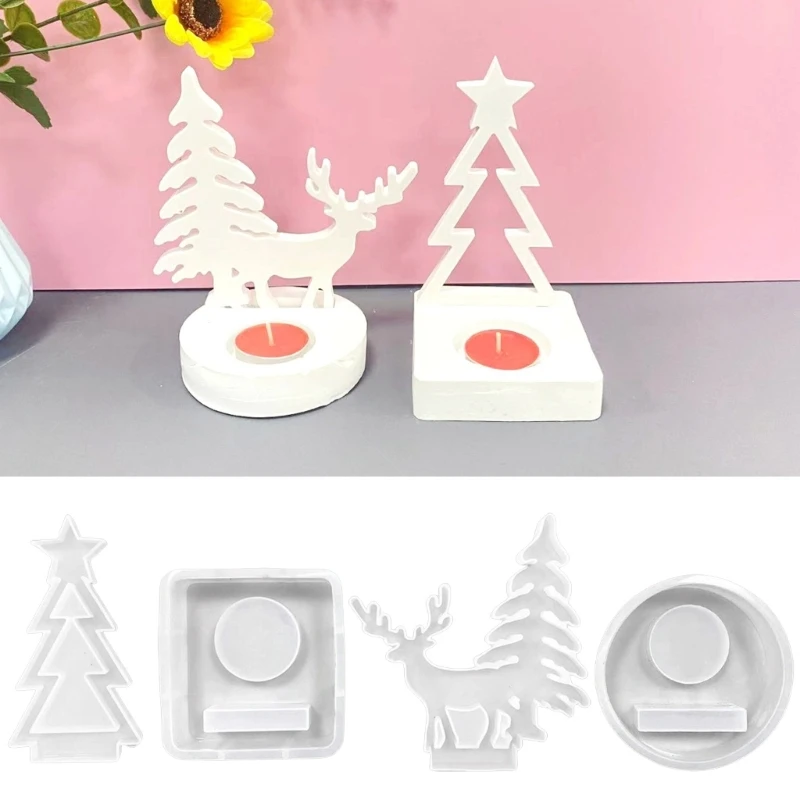 

Versatile Use Unique Christmas Decoration with 2 Pieces Silicone Candlestick Holder Mold Set for Event Decoration