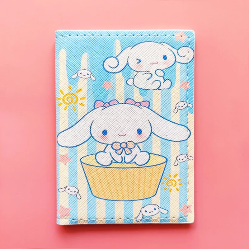 Lovely Cinnamorol Kuromi My Melody Printing PU Passport Cover Cartoon  Girls Boys ID Card Holder Travel Ticket Passport Case