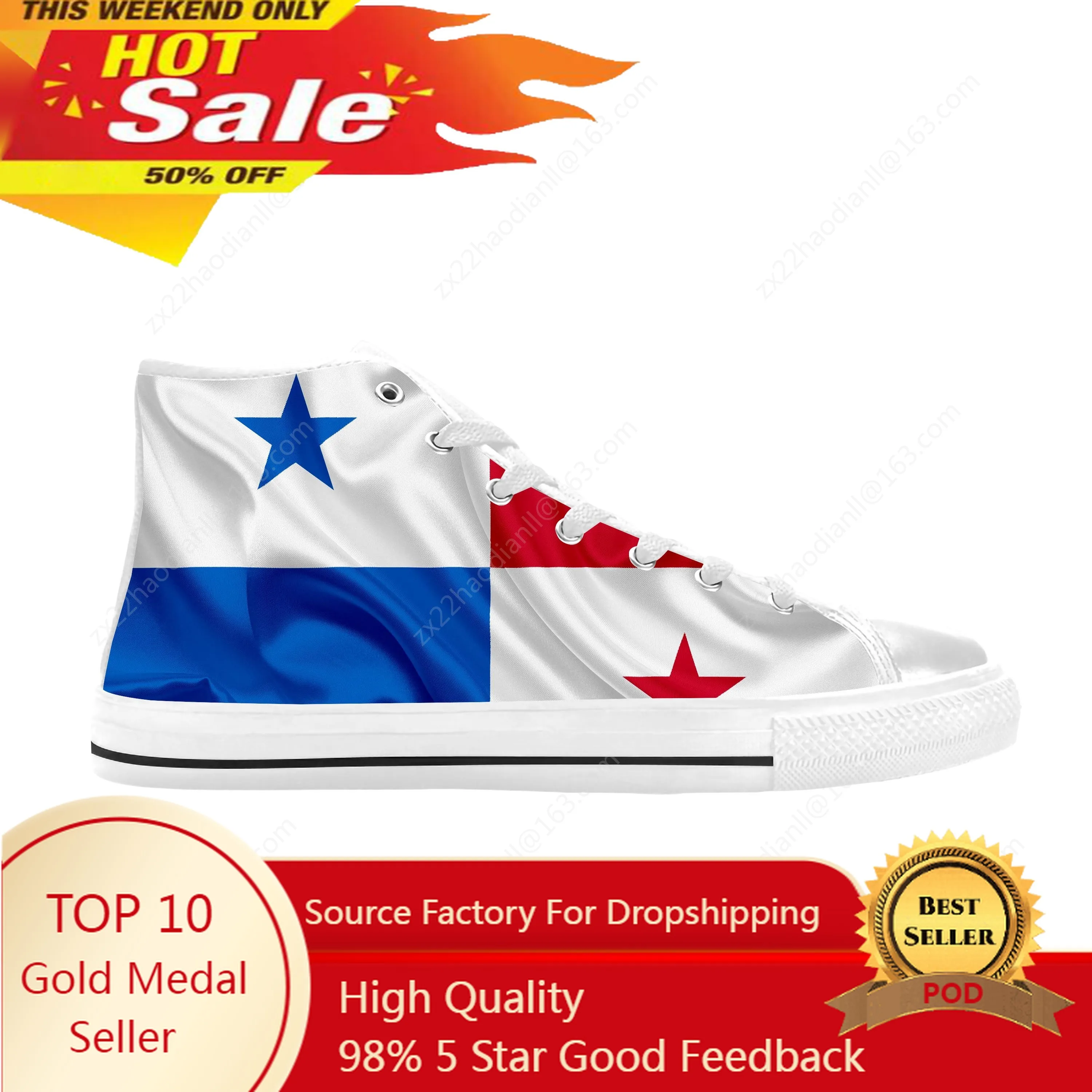 

Panama Panamanian Flag Patriotic Pride Cool Funny Casual Cloth Shoes High Top Comfortable Breathable 3D Print Men Women Sneakers