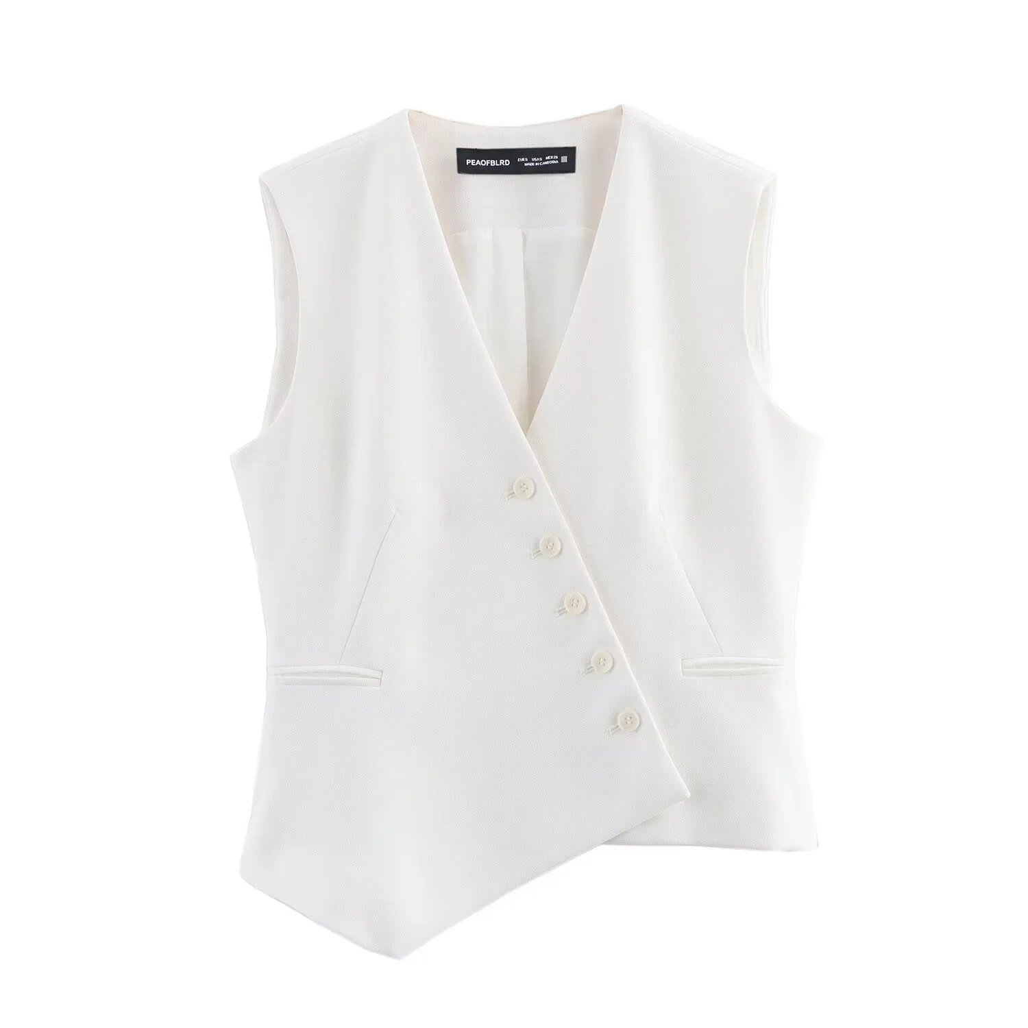 European And American Style Women's Clothing New 2025 Fashion Solid Color Sleeveless Asymmetrical Vest Pants Set