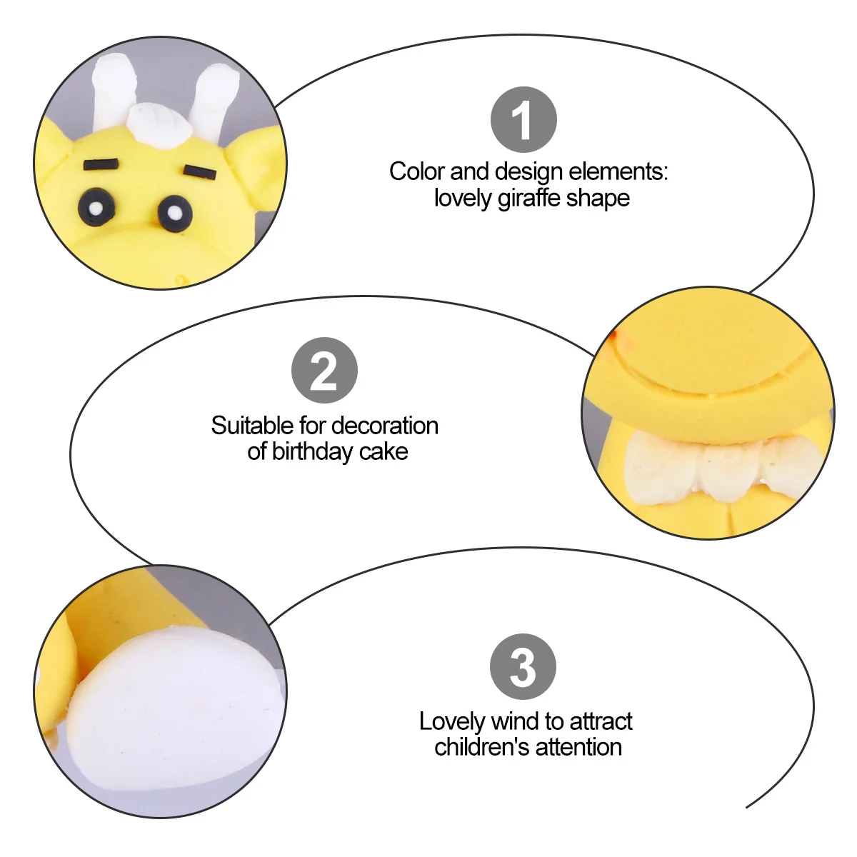 

2pcs Soft Clay Giraffe Cake Decor Birthday Party Dessert Adornment Baking Decoration Cupcake Ornament Party Favors