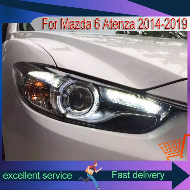 Car Styling for Mazda 6 Atenza Mazda6 2014-2019 Headlights Upgrade Full LED DRL Head Lamp Len Turn Signal Auto Tools Accessories