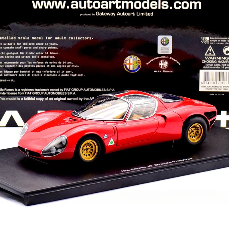 Autoart 1:18 Alfa Tipo33 Stradale Prototype Alloy Fully Open Simulation Limited Edition Alloy Metal Static Car Model Toy Gift