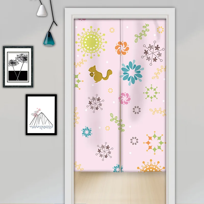 Cute Cartoon Animals Doorway Curtain Noren Kitchen Bedroom Home Decor Door Curtains Japanese Style Linen Hanging Half-Curtain