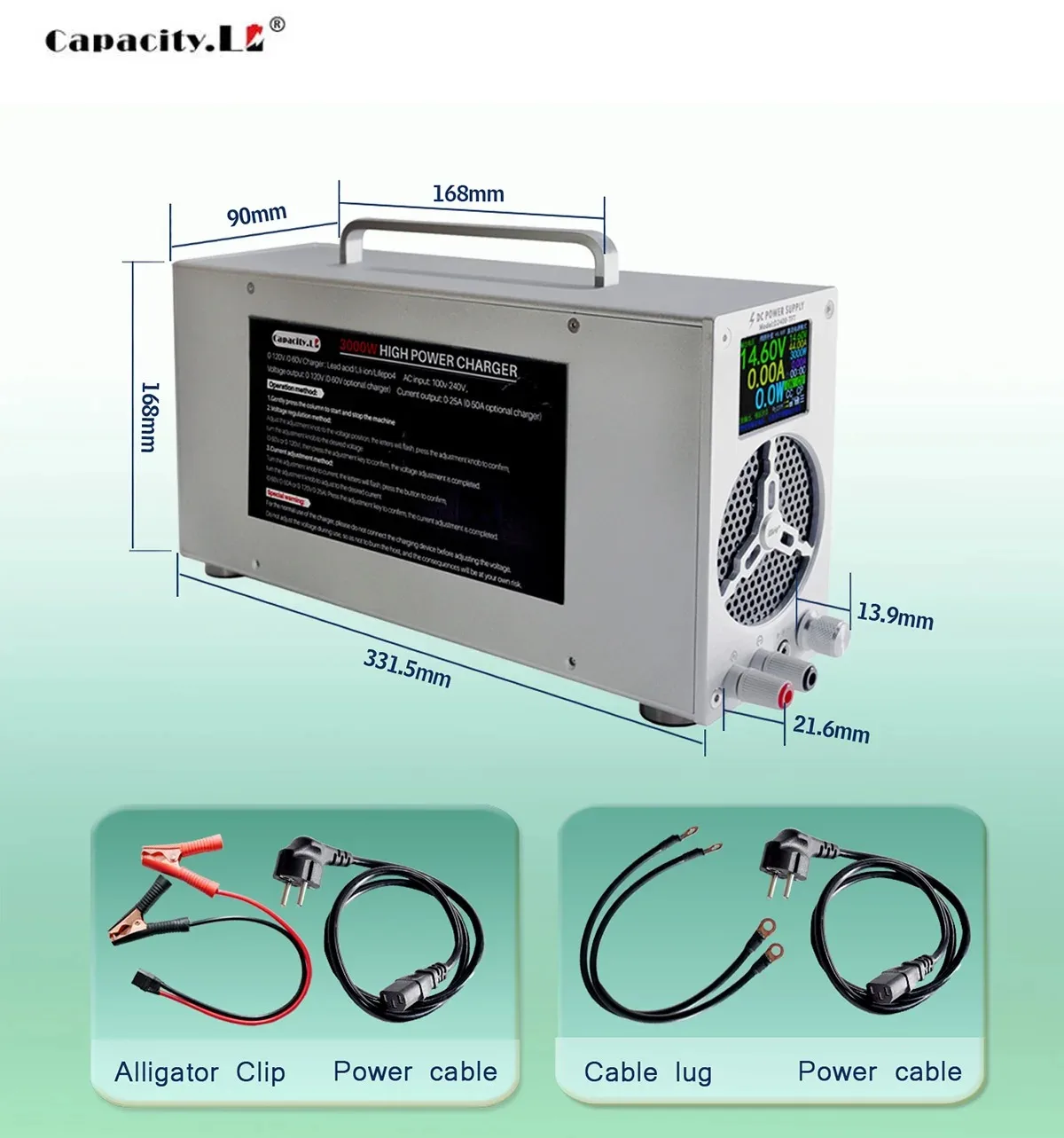 Ładowarka LifePO4 3000W 0-120V 0-25A Regulowana Ładowarka 0-60V 0-50A Zasilacz 58.8V 30A 72V 96V 20A 84V 30A 60V Ładowarka Akumulatorów Lifepo4 — zdjęcie produktu 3