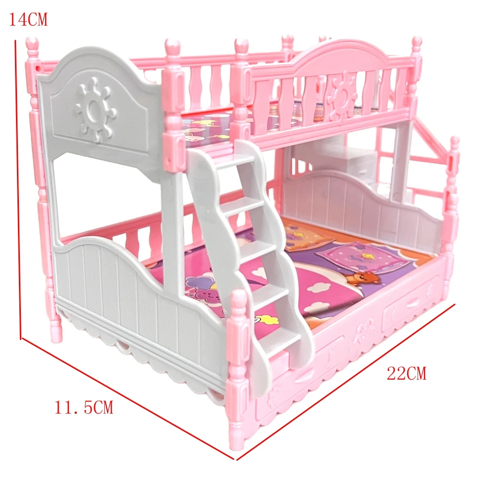 1 Set Bed Girl's Play House Simulation European Furniture Princess Double Bed With Stairs Toys For Barbie Dolls Accessorie