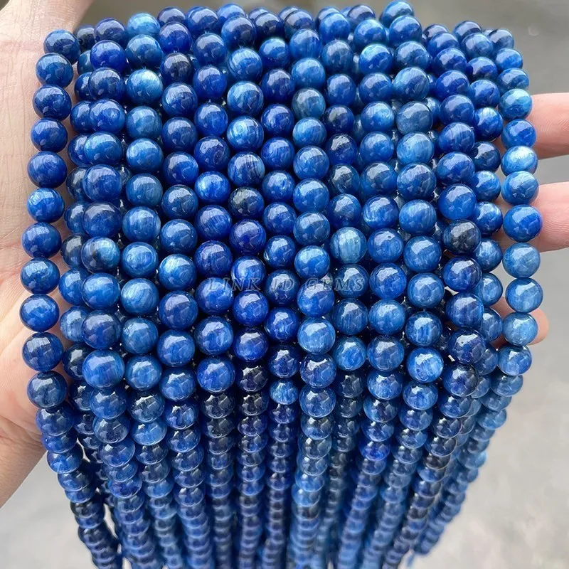 Wholesale 6 8 10mm Blue Kyanite Beads Round Loose Spacer Pick Size For Jewelry Making Diy Necklace Bracelet Accessory 15\