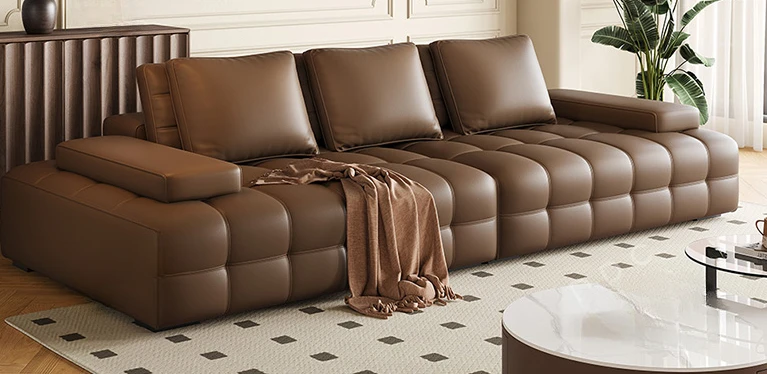 Minimalist leather sofa combination villa large living room