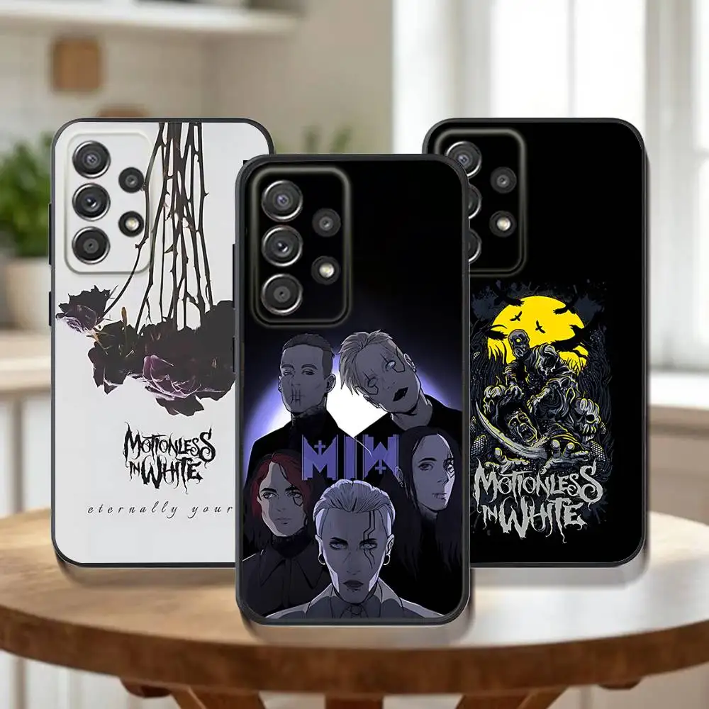 M-Motionless In White Phone Case For Samsung Galaxy A73,72,51,53,52,71,22,5G,Note,J7,8,9 Soft Black Cover