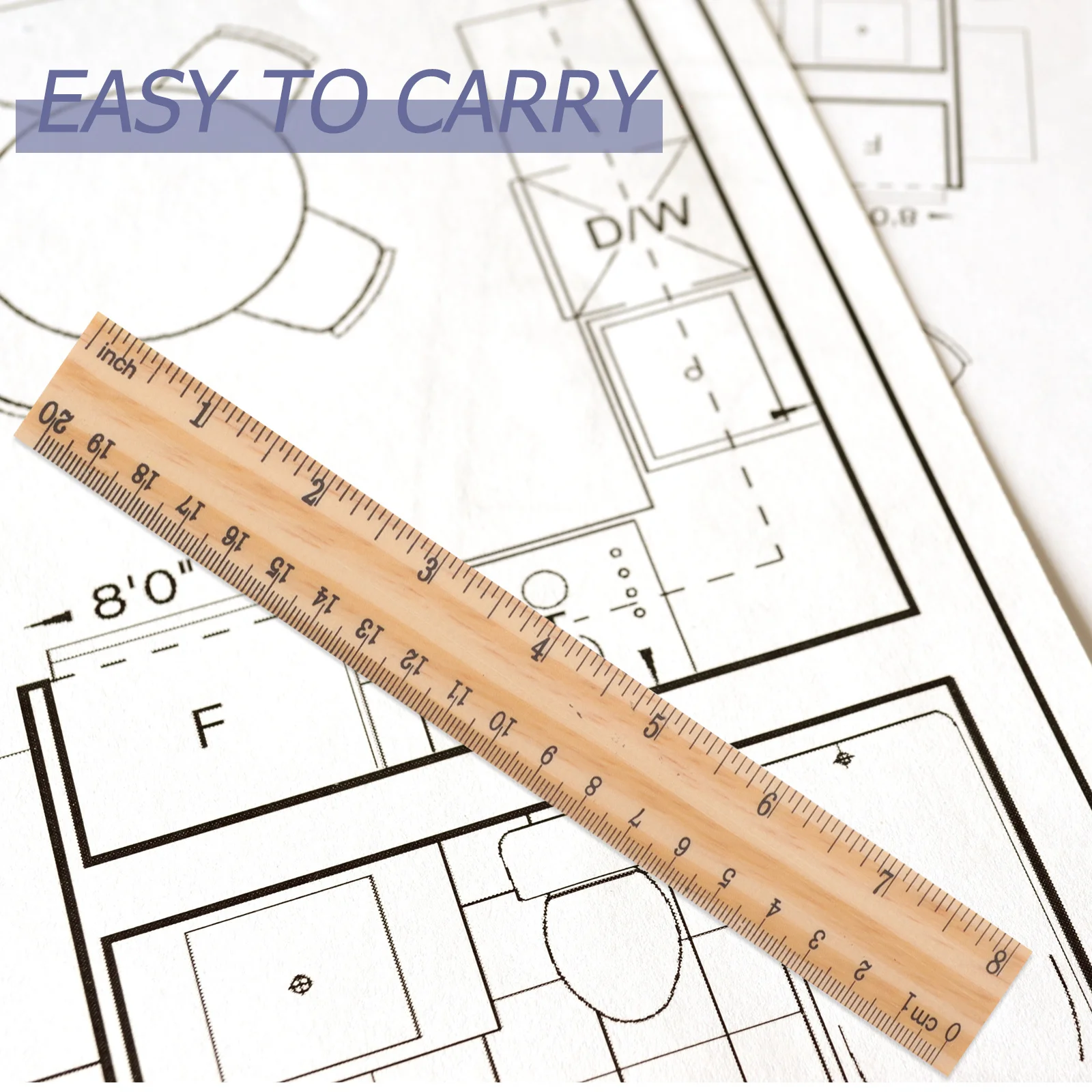 30pcs 20Cm Wooden Straight Ruler Measuring Tool For Students Artists Double Scale Learning Aid Handicraft Sewing Supply